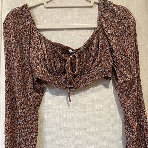 GARAGE Size S Long Sleeve Floral Crop